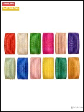 Indian Bangle Bracelets Set of 144 Textured Alloy Metal Handcrafted